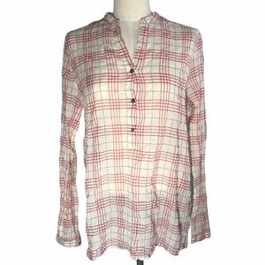 Diega Red & White Plaid Shirt Blouse, Sz XS